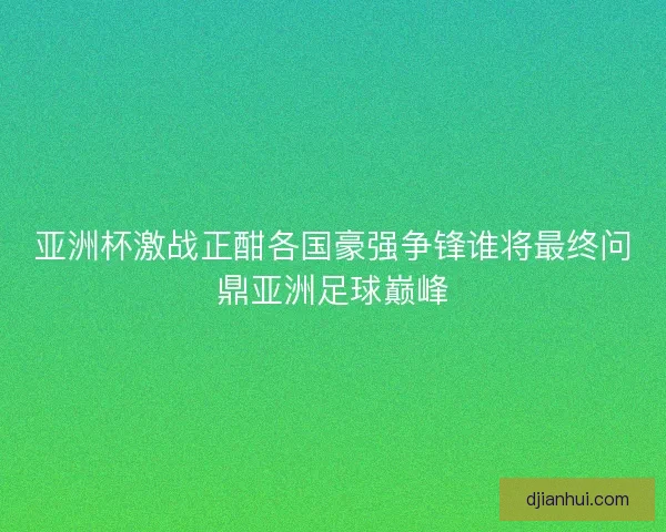 亚洲杯激战正酣各国豪强争锋谁将最终问鼎亚洲足球巅峰